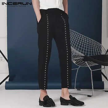 

2020 Fashion Men Rivet Pants Nightclub Party Joggers Streetwear Stage Trousers Men Korean Casual Straight Pants S-5XL INCERUN