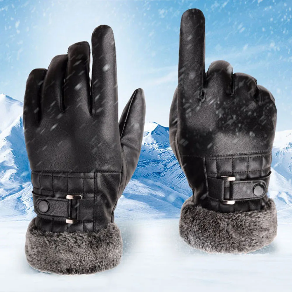Feitong зимние теплые мужские перчатки спортивные уличные мотоциклетные лыжные зимние сноуборд кожаные перчатки для вождения Хлопковые варежки