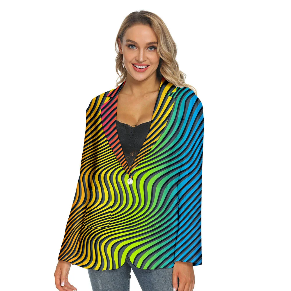 3D Print Women Men Leisure Thin Suit V-neck Fashion Clothes Spring Autumn Streetwear Casual Outfits Top 2021 Coat