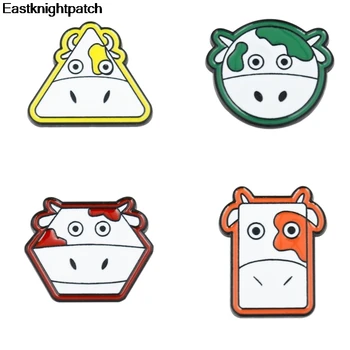 

12pcs/lot E1916 Cartoon Milk Cow Hard Enamel Pins Women Badge Backpack Collar Lapel Pin Fashion Jewelry
