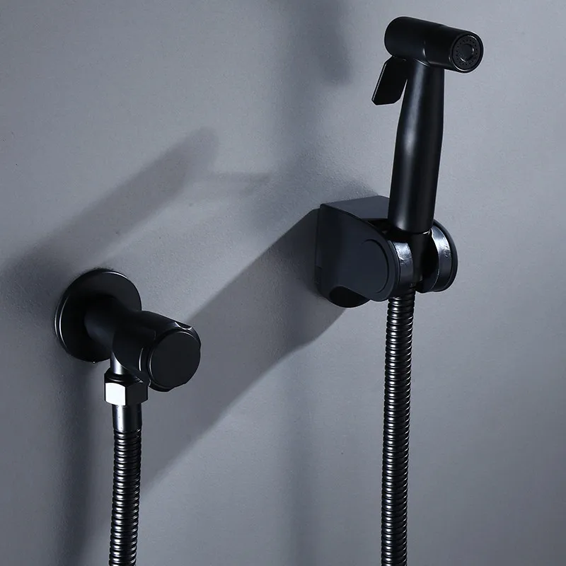 Description Picture 4 of itemBathroom Bidet Faucets 304 Stainless Steel Single Cold Toilet Shower Blow-Fed Spray Gun Nozzle Lavatory Tap Black Stopcock