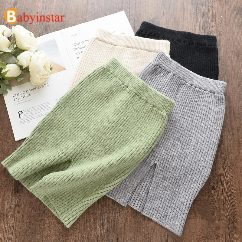 

Boutique 4-color 3-8Y Knitted Skirts For Girls Tutu Green Skirts For Children Dance Costume Kids Clothing Children Skirt Winter