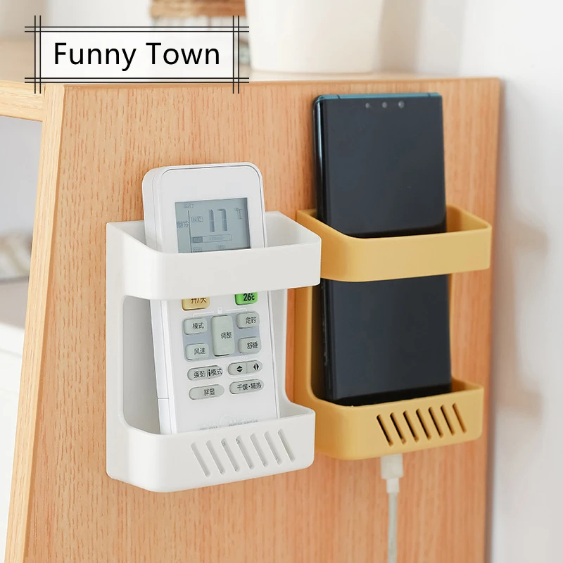 

Home Wall-Mounted Organizer Storage Box Remote Control Mounted Mobile Phone Plug Wall Holder Charging Multifunction Holder Rack