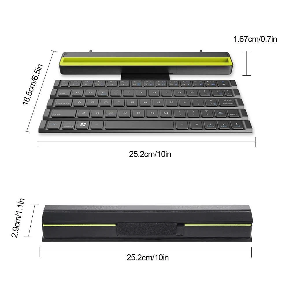 LHMZNIY BT64 Keys Reel Portable Folding Bluetooth Keyboard Wireless Foldable Touchpad Keypad for IOS/Android/Windows ipad Tablet