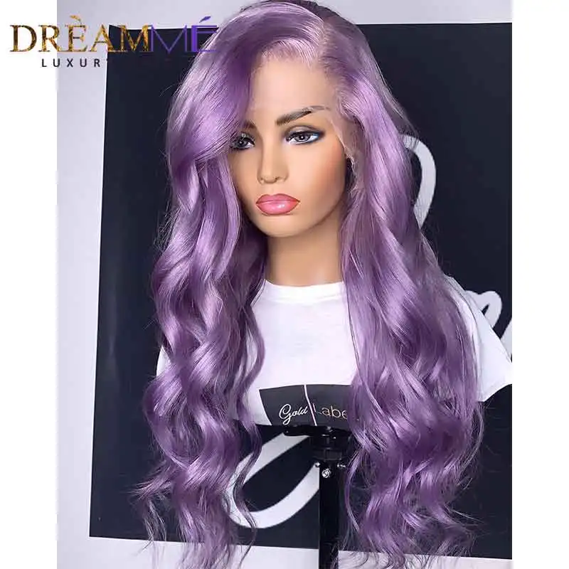 Purple Color Цветной медовый блондин красный синий кружевной передний парик из натуральных волос прозрачный парик 13X6 DeepPart remy волосы парик Омбре M(средний коэффициент - Цвет волос: Purple Color