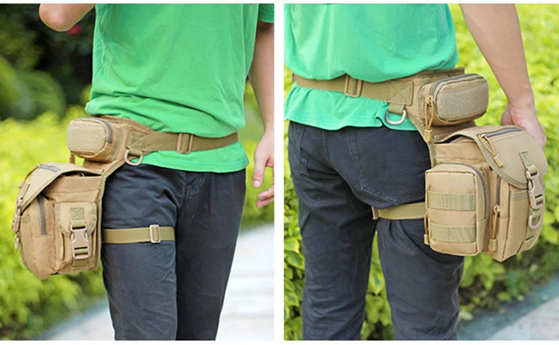IKSNAIL Tactical Sport Bag Drop Leg Army Bags Fanny Camping Hiking Trekking Military Shoulder Saddle Nylon Multi-function Pack