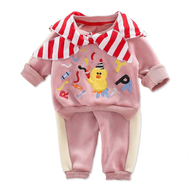 

Baby Girls Boys Clothing Autumn Toddler Infant Clothes Suits Plush Cartoon Fashion Hooded Sweater Pants Children Kids Costume