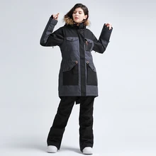 GSOU Снежный женский лыжный костюм зимний водонепроницаемый ветростойкий теплый открытый спортивный Сноубординг одежда дышащий сноуборд костюм