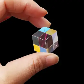 

1 Pcs Optical Glass Cube Transparent Module Toy Defective Combiner Dichroic Early Prism Decor Cross Education Mirror Splitt O3A4