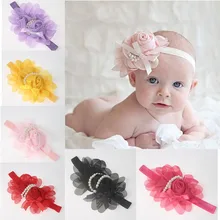 Европа и Америка головной убор-Жемчужная роза детская лента для волос цветочный головной венок Детская повязка на голову детские головные уборы аксессуары для волос