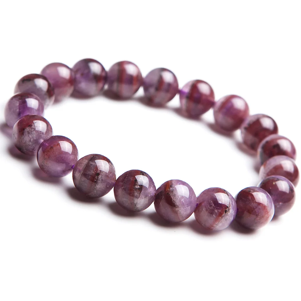 

10mm Natural Auralite 23 Canada Clear Round Beads Bracelet Crystal Red Purple Women Men Stone Rarest Bracelet Jewelry AAAAA
