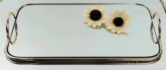 Прямоугольный зеркальный поднос подсвечник Дисплей Поднос напиток чай поднос Центральная панель контроля свечей подарочный набор - Цвет: 35x20x4cm