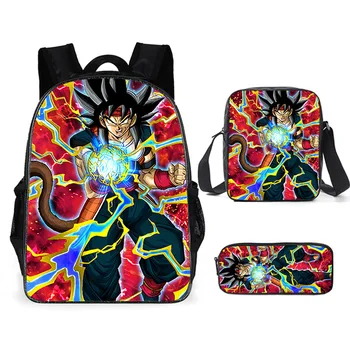 

3Pcs/Set Printing Cartoon Dragon Ball Kids Baby School Bags Super Saiyan Sun Goku Backpacks Children Schoolbag for Boys Bookbag