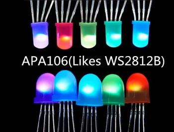 

50pcs APA106 F5 5mm RGB LED Chips Integrated RGB LEDs (like WS2812B) APA106 round hat Full color LEDsF8 8MM
