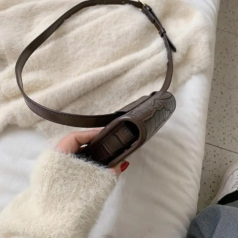 Crocodile PU Leather Shoulder Bag Waist Fanny Pack Women Retro Crossbody Chest Bags Classic Multi-function Phone Pouch Sac A Dos