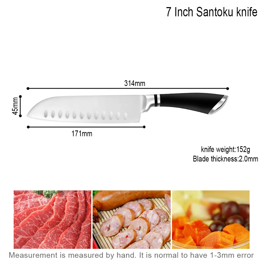 Кухонный нож Santoku, инструменты для приготовления пищи, Высококачественный нож из нержавеющей стали, 7 дюймов, японский кухонный нож, острый лососевый мелкий нож