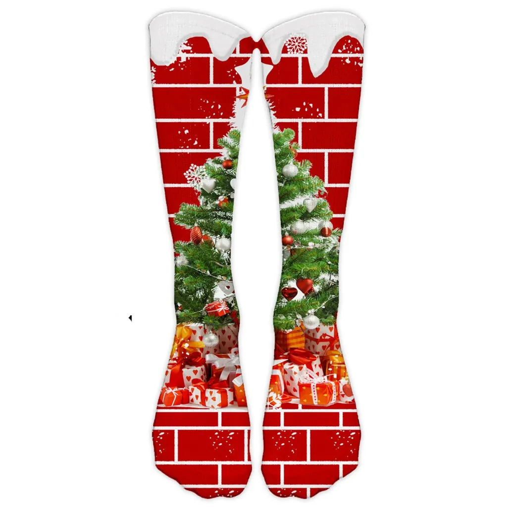 Женские длинные носки, носки для работы и бизнеса, 3D Рождественский Санта и олень, Длинные спортивные носки с принтом, medias de mujer, женские носки# C20 - Цвет: E