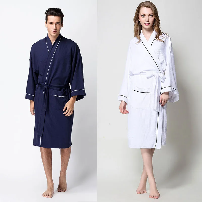 Hotel Beauty Salon Spring And Summer Couples Waffle Bathrobe Cotton Bathrobe Hot Springs Pure Cotton Men And Women's Robes Plus