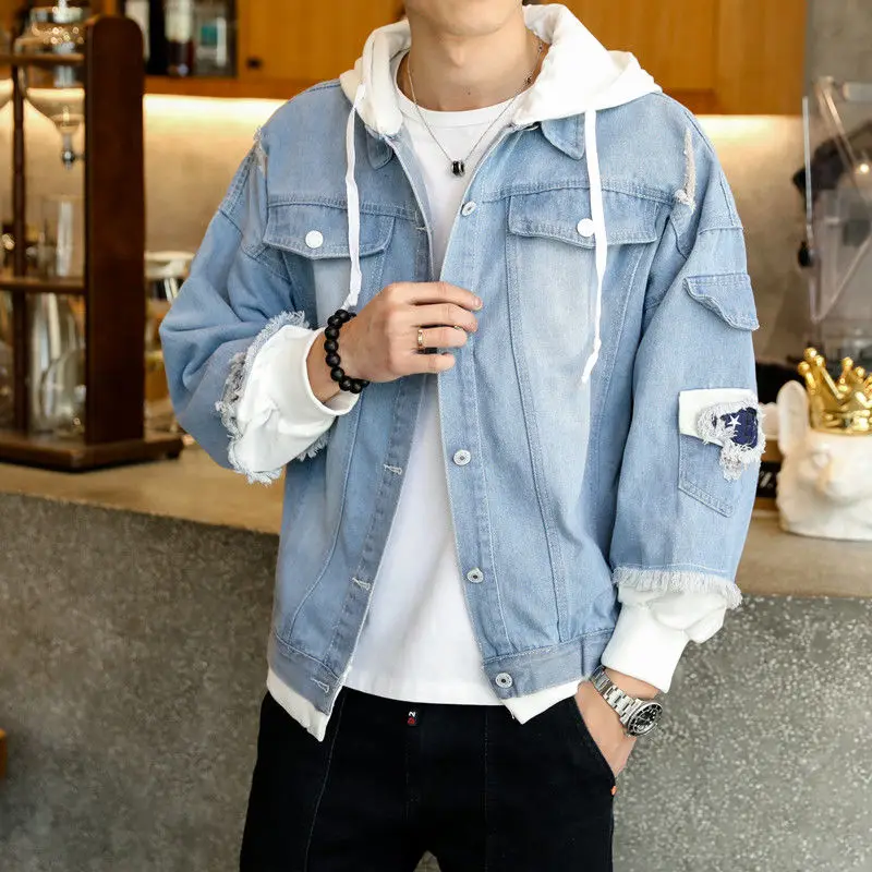 BANNAJI Men`s Fashion Denim Jacket With 