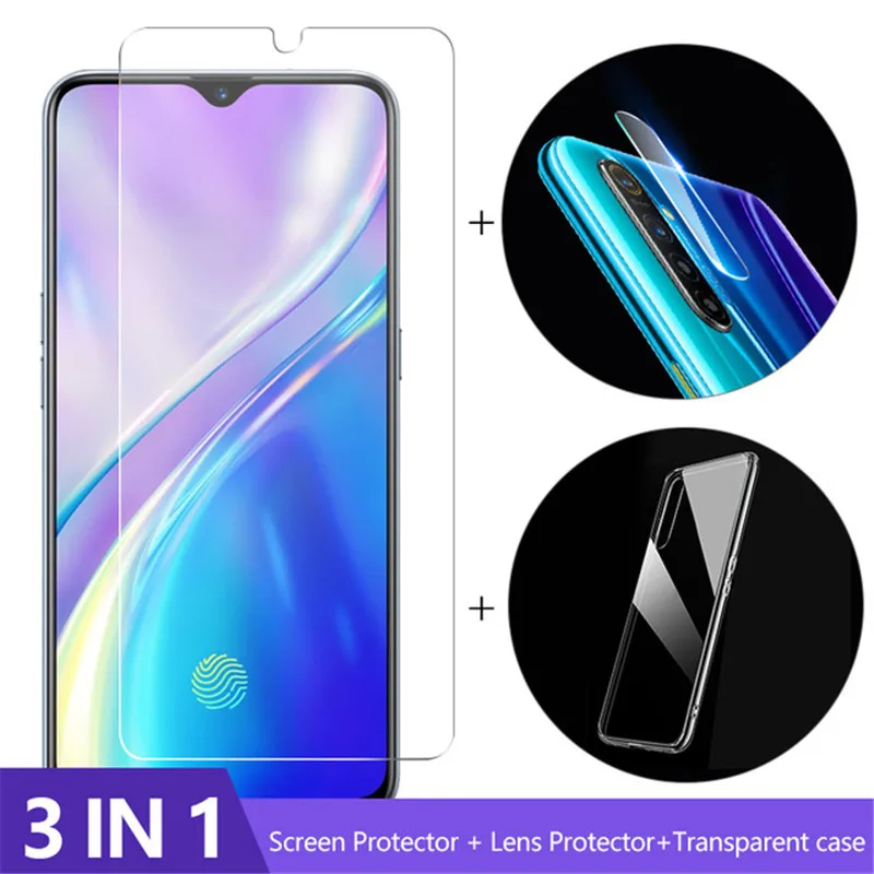 

3-in-1 Case + Camera Glass For Realme XT 5 Pro Screen Protector Lens Glass On Oppo A9 2020 Realme X2 3 5 Pro Q 5s Glass Tempered