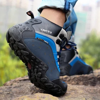 

2020 Spring New Style Genuine Leather Mid-top Men Outdoor Climbing Boots Hiking Athletic Shoes