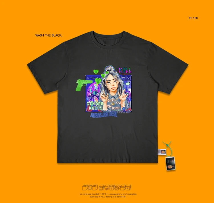 Rap Singer Pyrus Pear Periphery Billie Eilish Fluorescence Green Hip-hop Ins Loose Short Half Sleeve T Shirt