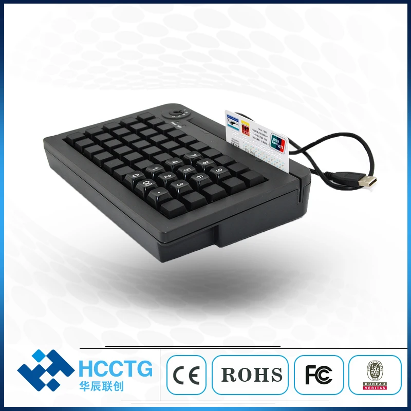 

PS/2 + USB Dual Interface Membrane 50 Keys Programming POS Keyboard with MSR Magnetic card reader Track 1 2 3 KB50M