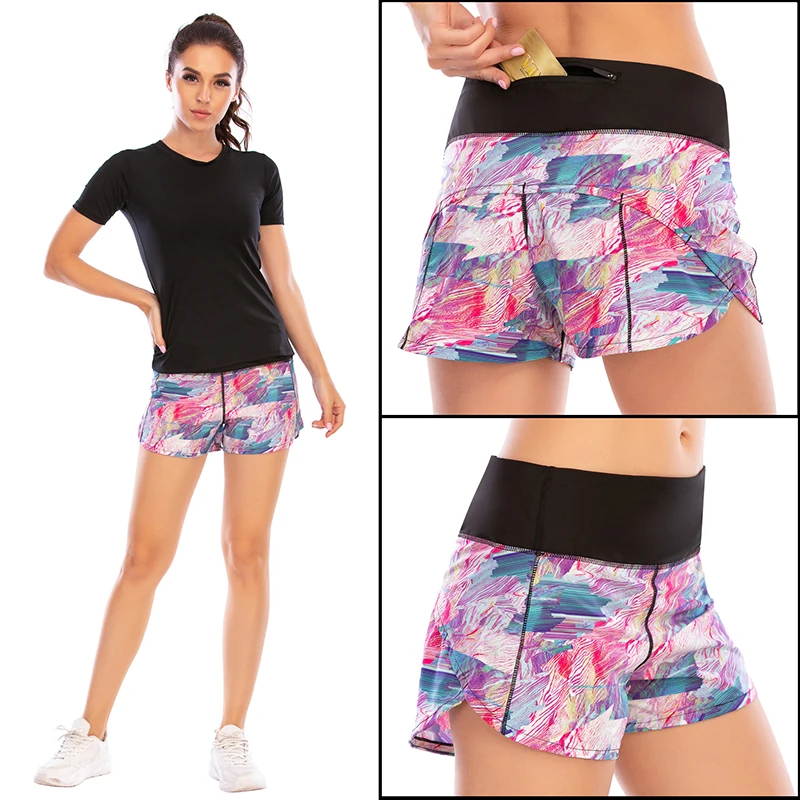 BLESSKISS 20Color Loose Sport Shorts Women Fit Training Gym Running Shorts For Ladies Printing Pocket Workout Yoga Shorts Wear