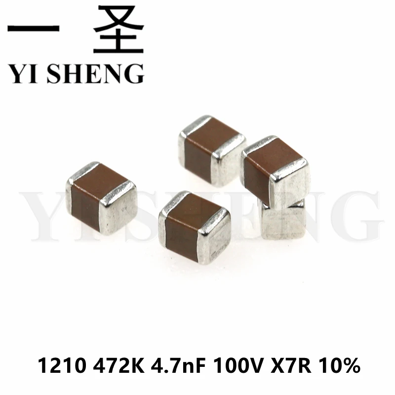 50 шт. 1210 472K 4.7nF 100V X7R 10% SMD толстая пленка Бескорпусные Многослойные Керамика