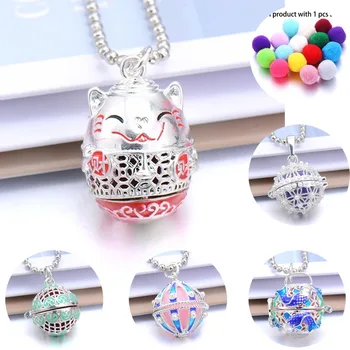 

Aromatherapy Necklaces Jewelry Lucky Cat open locket Aroma Diffuser Pendant Necklace Essential Oils perfume Diffuser Necklace