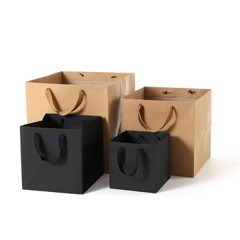 

Pretty Square Kraft Paper Bags with Handle Multifunction Shopping Bags Gift Packing Box Valentine's Day Rose Boxes Party Decor