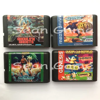 

16 bit SEGA MD Game Ghoulsn Ghosts/Superstar Soccer/Shooter/Includes 3 Card for Sega Megadrive Genesis Video Console Cartridge