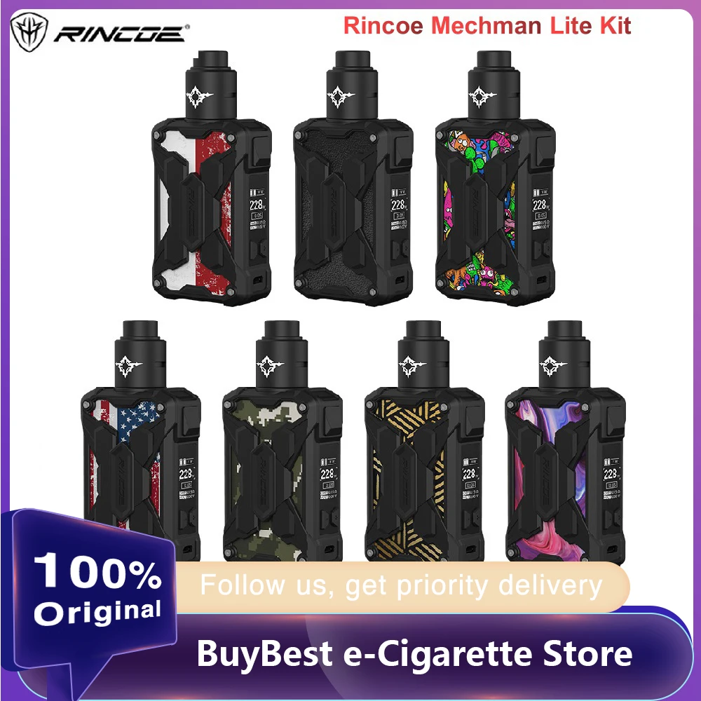 Оригинальный комплект Rincoe Mechman Lite TC мод 228 Вт и испаритель Metis RDA 0 002 с вспышкой