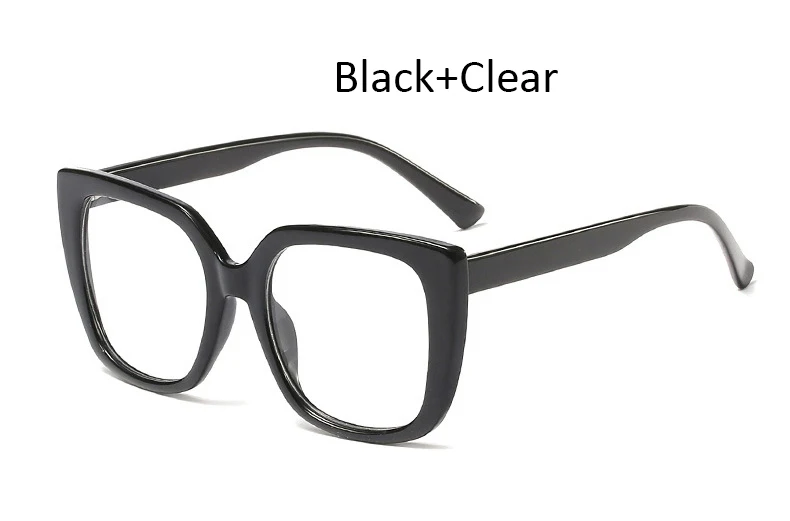 Женская оправа для очков, новинка, черная квадратная рамка для очков, женские большие очки, оправа большого размера, Модная стильная ацетатная оправа - Frame Color: Black Clear