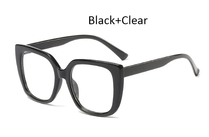 Black Clear Женская оправа для очков, новинка, черная квадратная рамка для очков, женские большие очки, оправа большого размера, Модная стильная ацетатная оправа - Frame Color: Black Clear