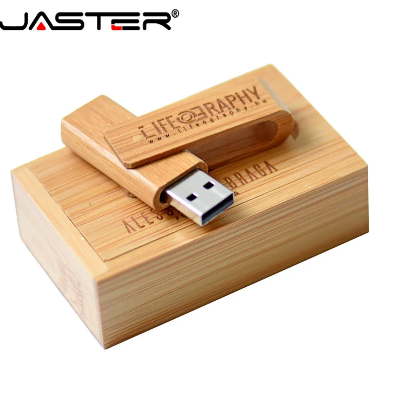 JASTER customize LOGO wooden spin + box USB 2.0 pendrive 4GB 8GB 16GB 32GB 64GB 128GB usb flash drive 5