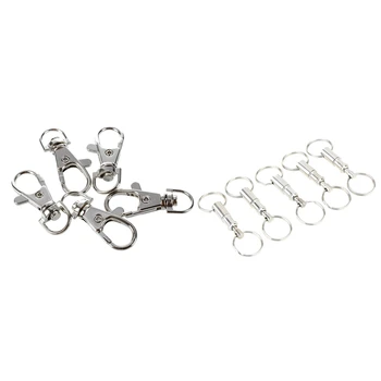 

5 Pcs Grab Trigger Pivot 5/16 Inches Hooks Silver & 5 Pcs Detachable Key Ring with Two Split Rings