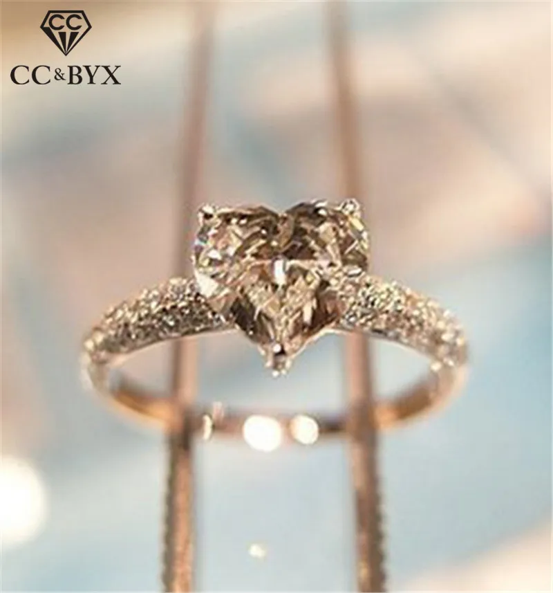 Heart Rings For Women Bridal Wedding Fashion Jewelry Engagement Ring Cubic Zirconia Elegant
