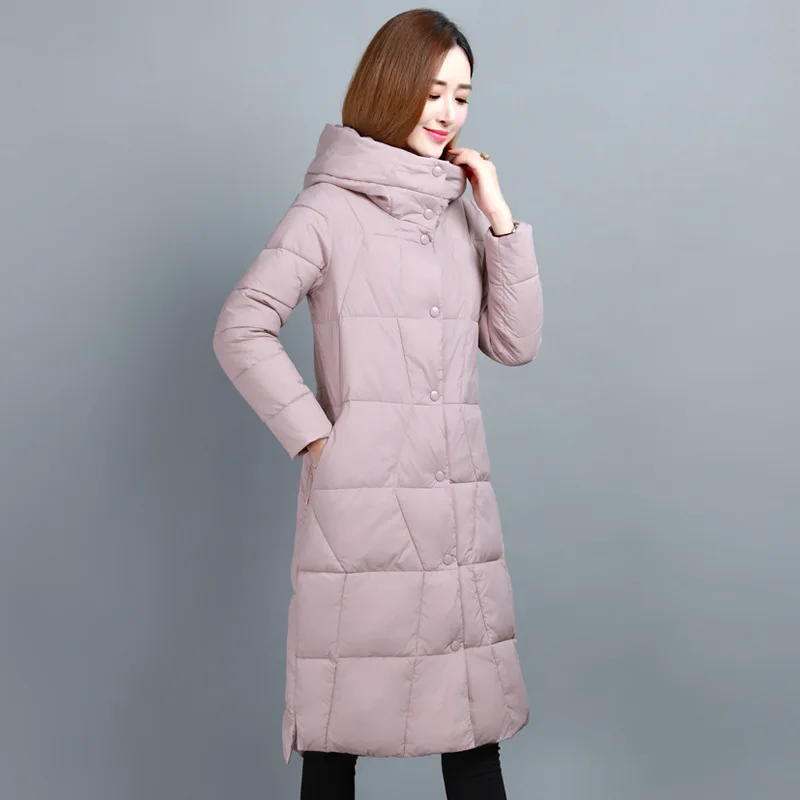 

2018 Winter New Style WOMEN'S Wadded Jacket Coat Solid Color Korean-style Casual Cotton-padded Clothes Hooded Warm Mid-length Co