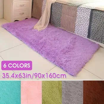 

90x160cm Plush Soft European Bedroom Carpet Imitation Wool Pad Long Hair Bedside Bay Window Cushion Sofa Cushion Window Carpet
