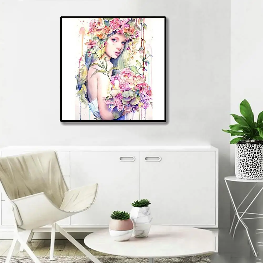 

Diamond Painting Embroidery Stitch 35x 35cm Girl Flower Cross Stitch Craft DIY Home Room Wall Decor Embroidery Craft Gift Paint