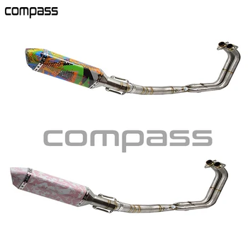 

51mm Motorcycle Full Exhaust Systems Muffler Middle Header Pipe Slip On for Kawasaki Z400 NINJA400 2018 with Sensor