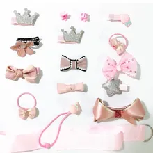 Комплект из 18 предметов в Корейском стиле; Детский головной убор; заколки для волос; повязка для волос; Детский комплект украшений для волос для девочек; повязка для волос; Корона
