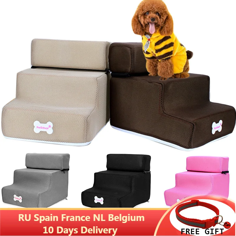 Escalera para casa de perro y mascota, rampa antideslizante, extraíble, suave, suministros para mascotas, 3 escaleras escalones