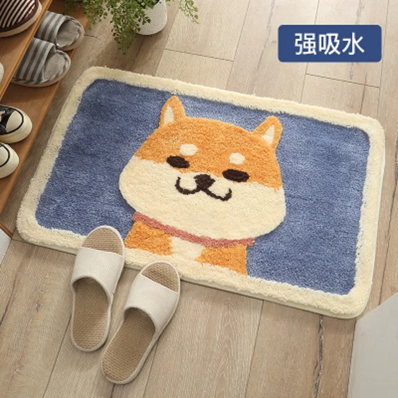 

Lovely Cartoon Carpet Household Kitchen Door Bathroom Antiskid Mat Absorbent Foot Mat Autumn Field Dog Flocking Carpet Floor Mat