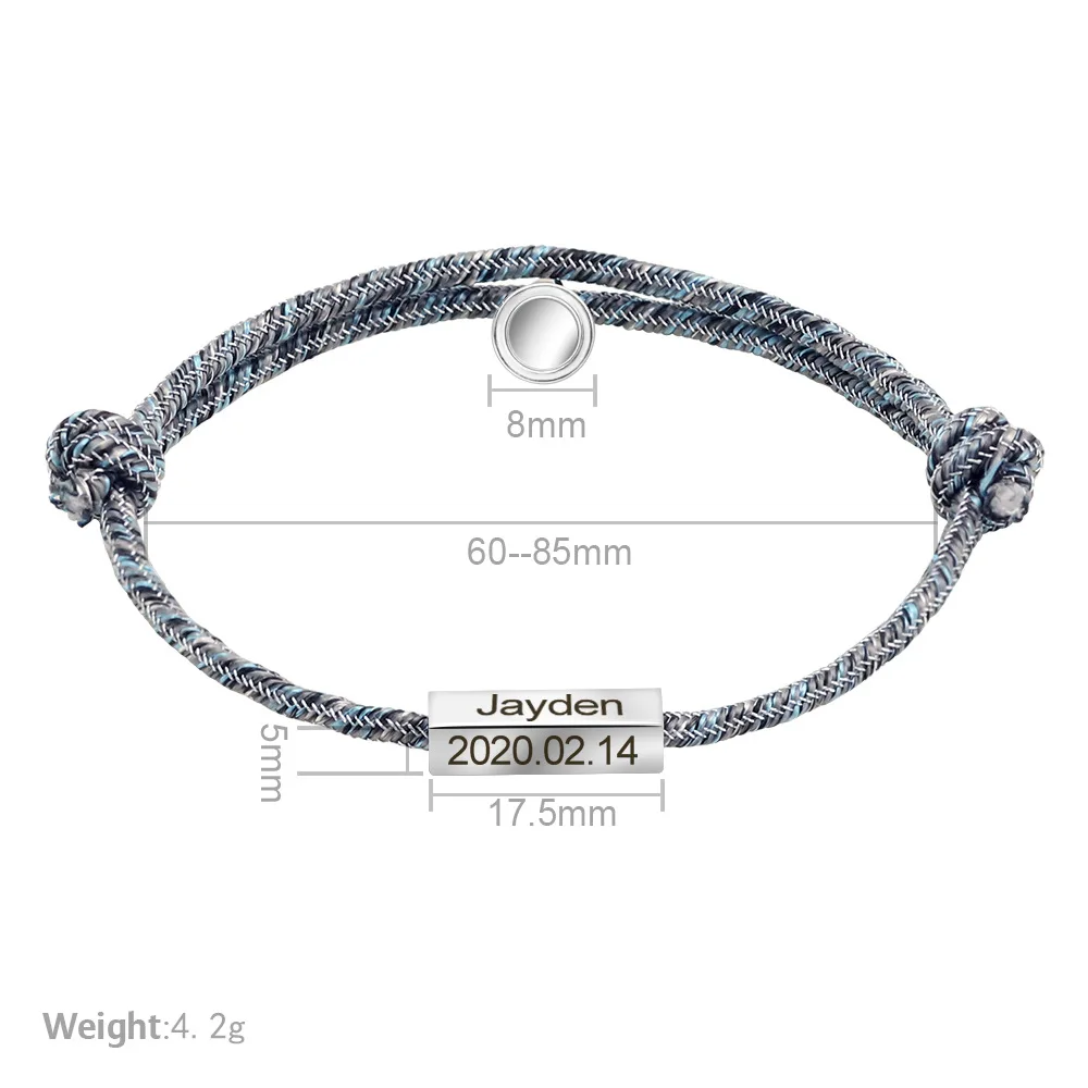 thumbnail image 2 of Personalized Matching Bracelets For Couples Adjustable Matching Couples Bracelets Set With Connectable Heart Custom Engraving Relationship Name 2 of 12