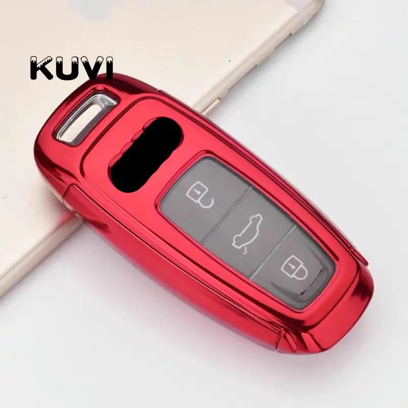 PC+ ТПУ корпусы для ключей зажигания Брелок корпус для Audi A6 C8 A7 A8 чехол для ключей аксессуары для стайлинга автомобилей - Название цвета: red