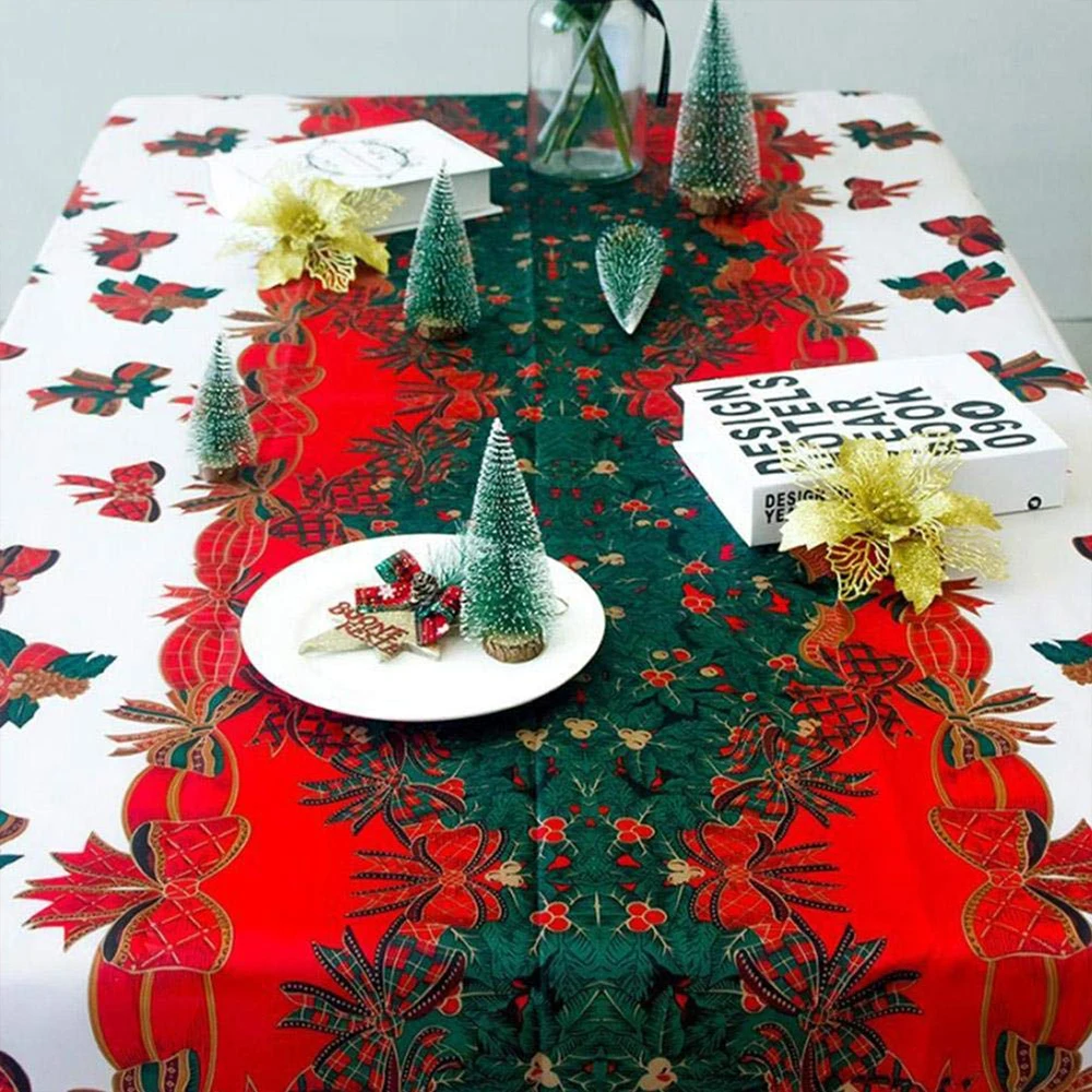 

2019 Christmas Party Fabric Rectangular Tablecloth For Wedding Party Event Banquet Home Decorations Supply Christmas Table Cover