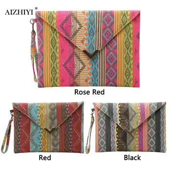 

Women Handbags Pouch Bohomian Envelope Ethnic Style Handbag Female Square Casual Day Clutches Purses 2020