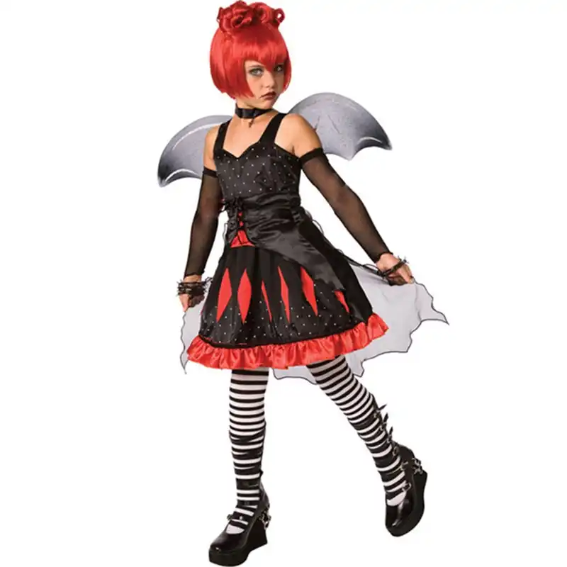 ハロウィン女の子黒ゴシックナイトバット女王コスプレ衣装魔女魔女構成する翼のドレス 女の子のコスチューム Aliexpress